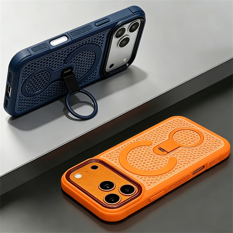 Image of 360 ° Rotierender Ringhalter Magnetische Wärmeableitung Hülle für iPhone 17 18 15 14 16 Plus 13 12 11 Pro Max für Magsafe Standhülle