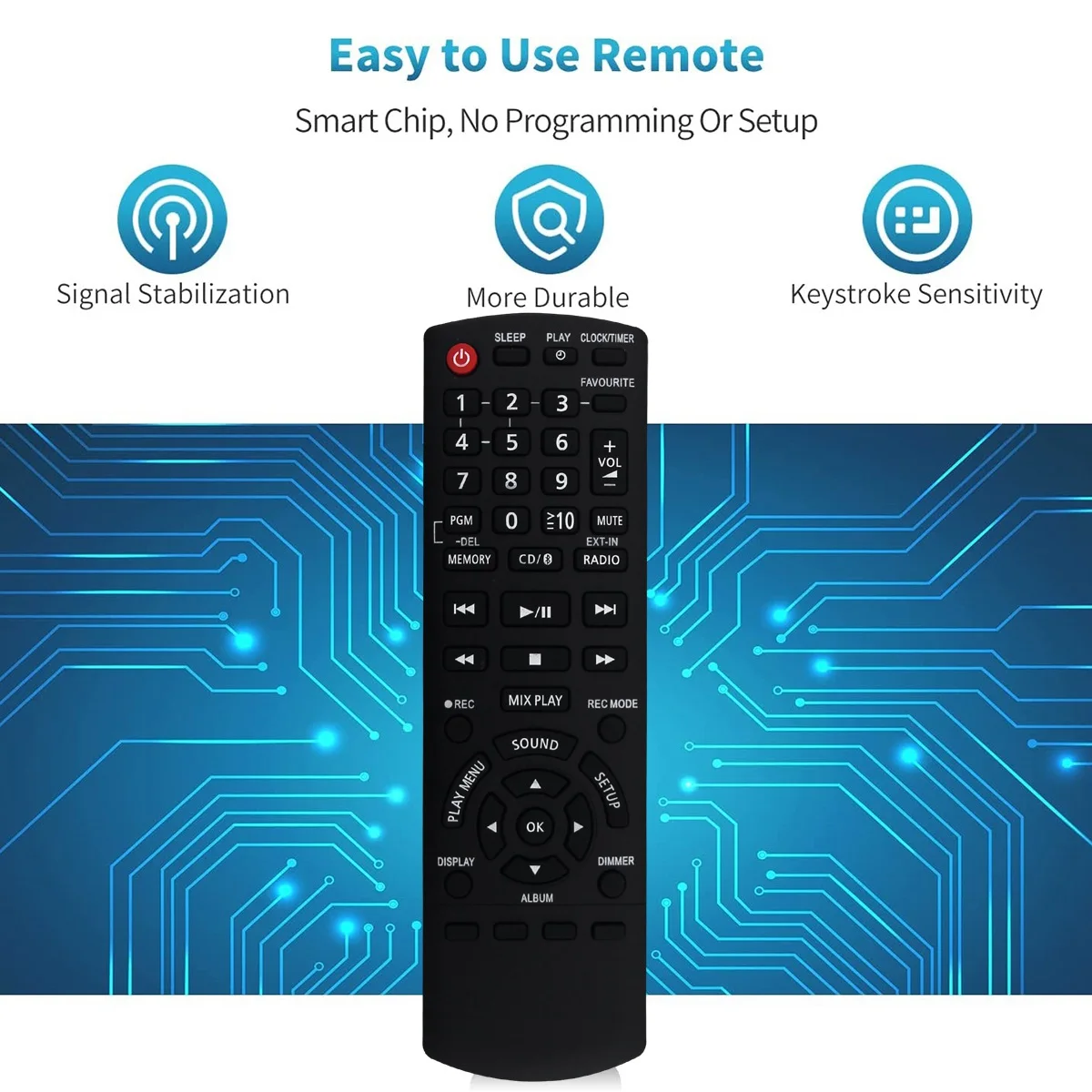 Replace N2QAYB001102 Remote Control for Panasonic SC-PMX800 Watt Shelf Audio System