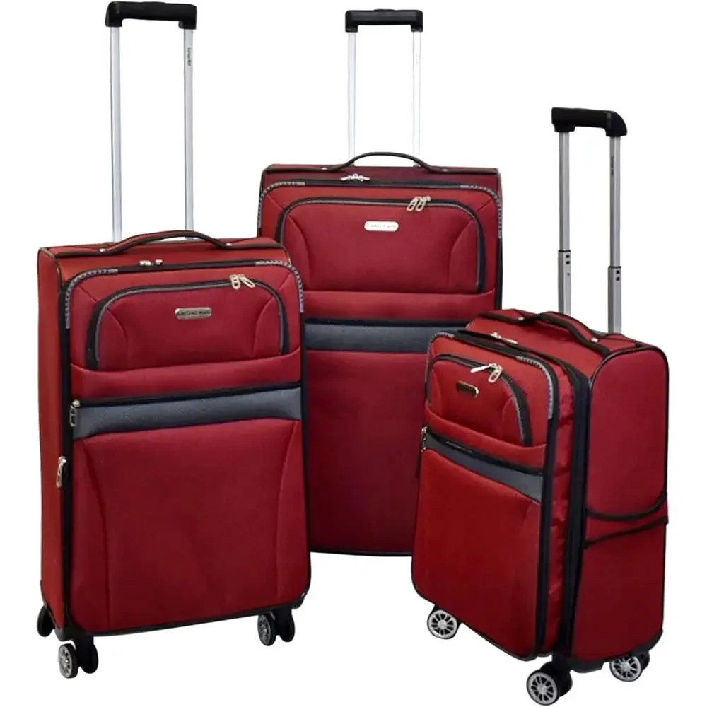 

Ультралегкий комплект чемоданов на колесиках, расширяемый, 20, 24 и 28 дюймов, 3 предмета, включая ручную кладь (красный)