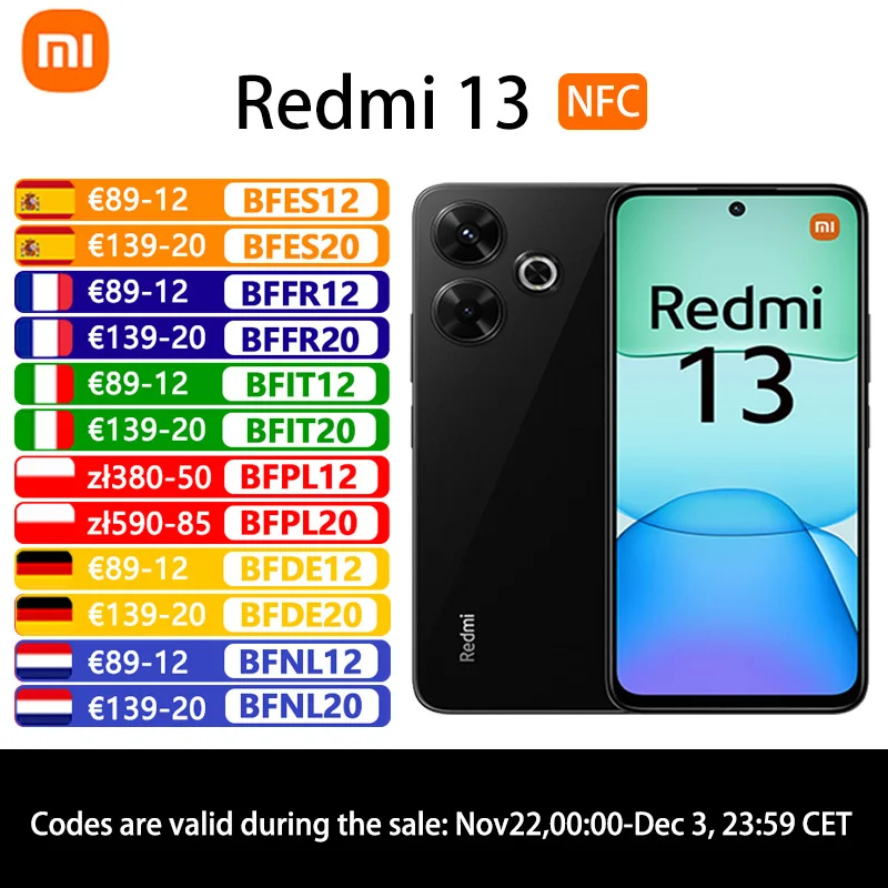 Xiaomi Redmi 13,NFC,MediaTek helium G91-Ultra 108MP 5030mAh fast charging 33W 90Hz screen