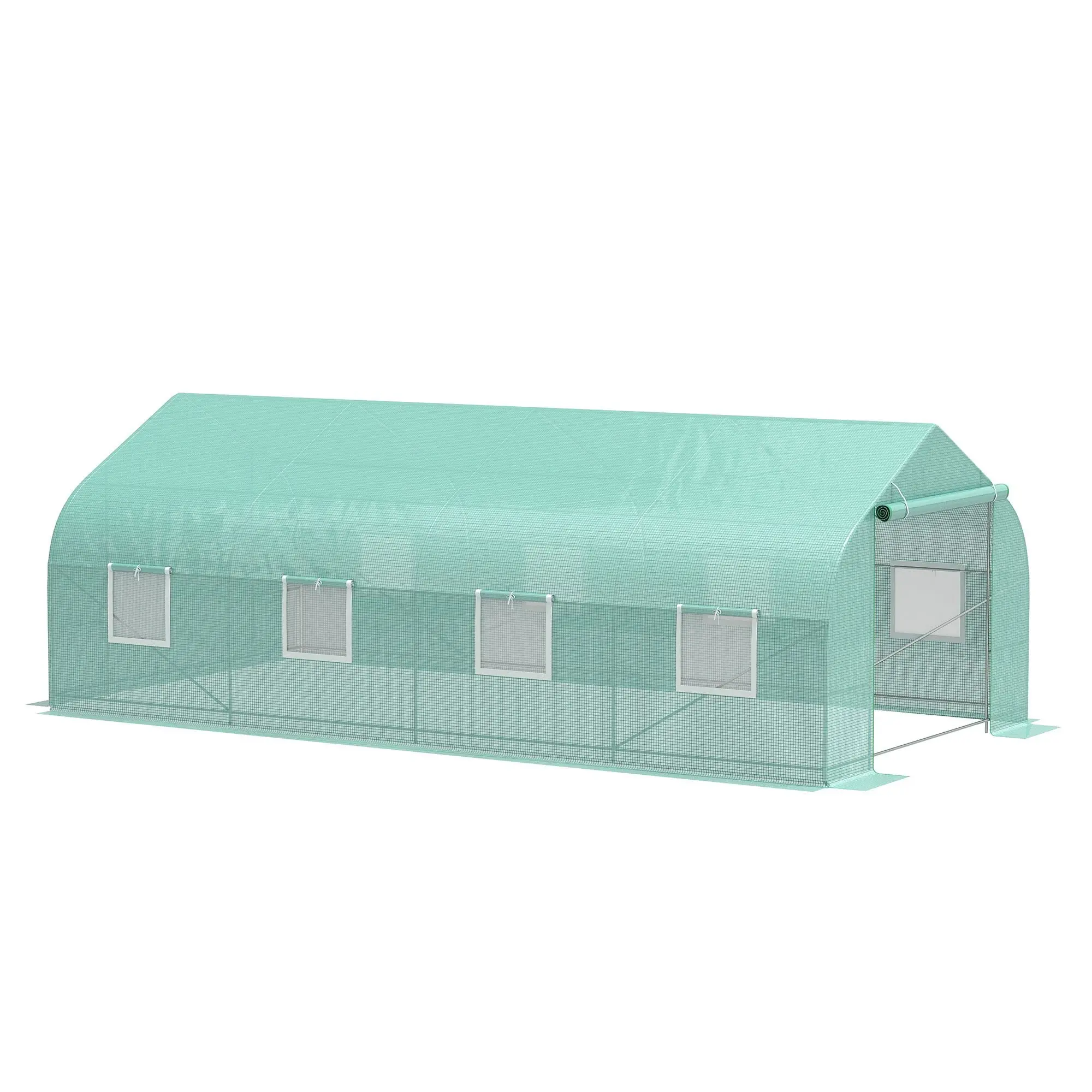 20 x 10 x 7 ft Outdoor Walk-in Greenhouse Zippered Door Green