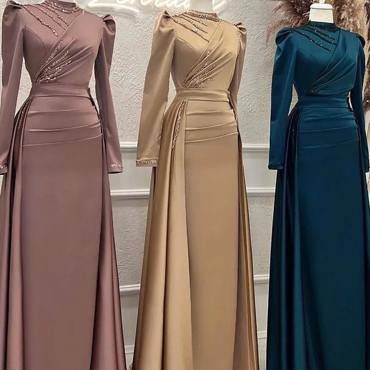 Abaya árabe de lujo para mujer, elegante vestido largo musulmán, Dubai, Vestidos de Noche de gama alta