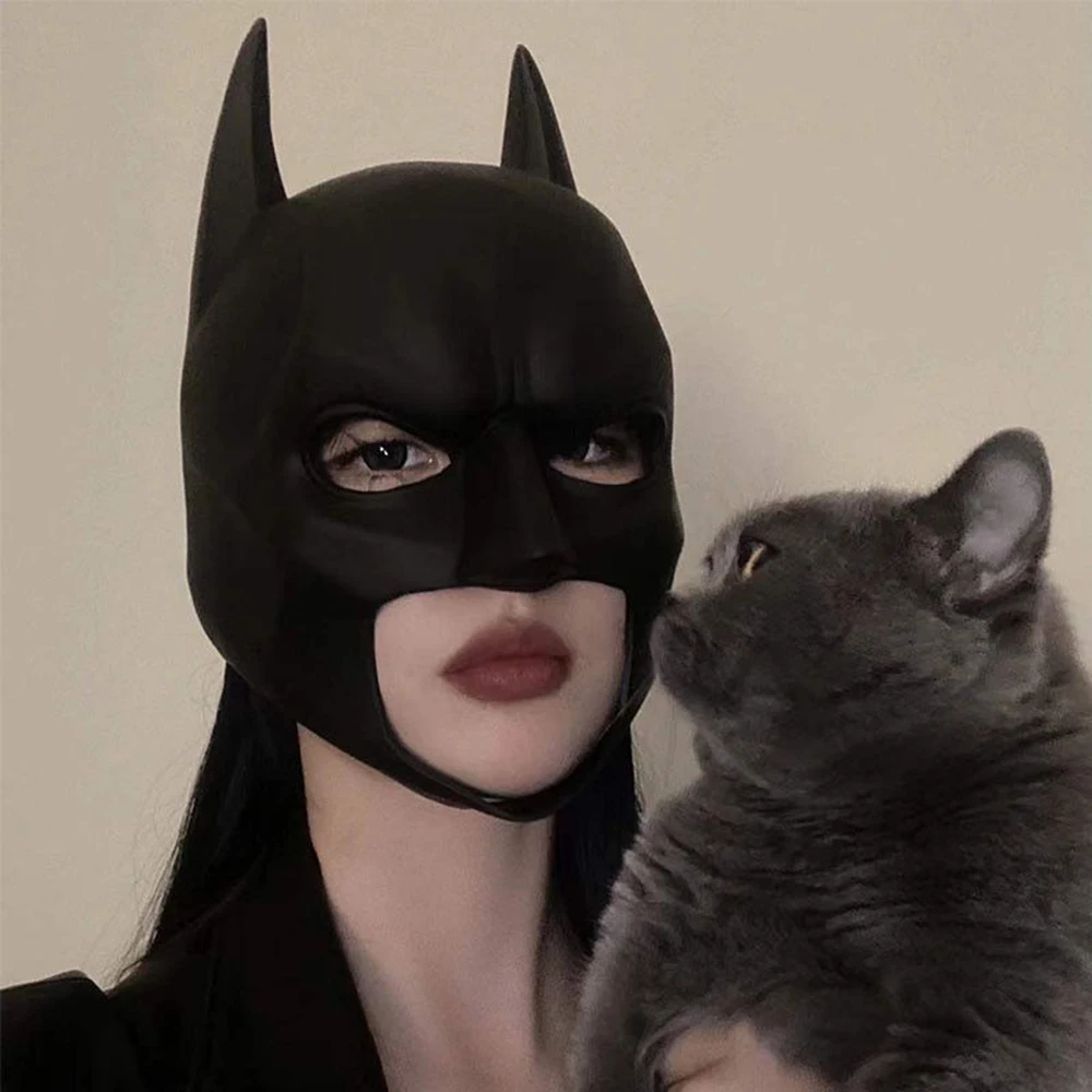 Superhero Bat Mask,Cosplay Mens Bat cowl Adult Costume Props, Halloween Comic Con Party Masquerade Adult Costume Accessory