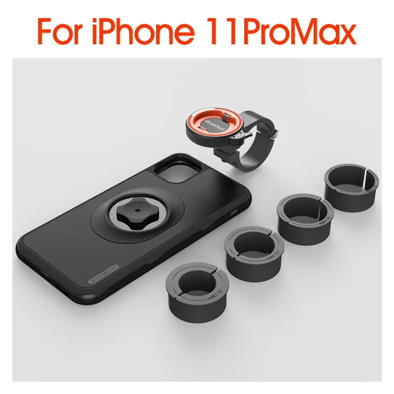 Fiets-/motorfiets telefoonhouder met schokbestendige hoes voor iPhone 17/16/15/14/13/12/11 Pro Max, mountainbike motorfiets stuurhouder