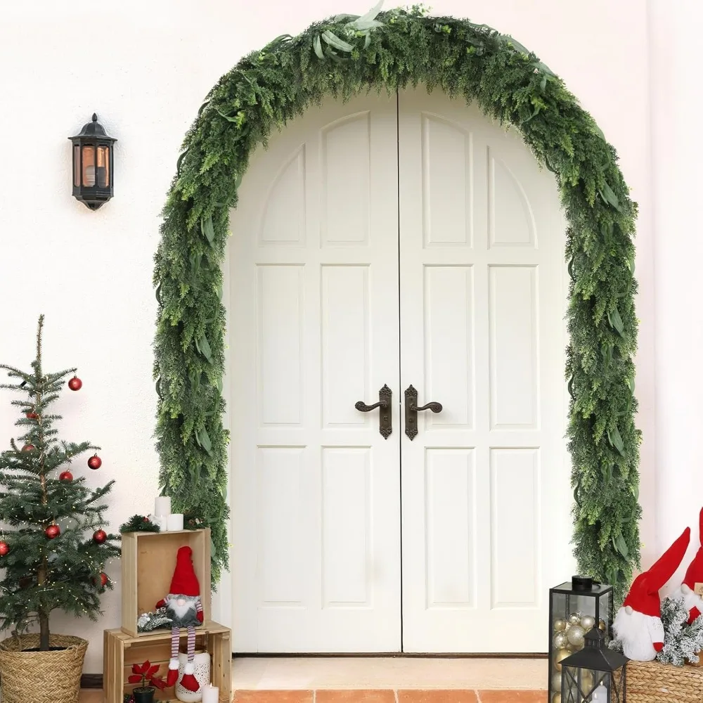 إكليل أرز عيد الميلاد الاصطناعي بطول 6 أقدام: ديكور شتوي واقعي الملمس للروايات والطاولات