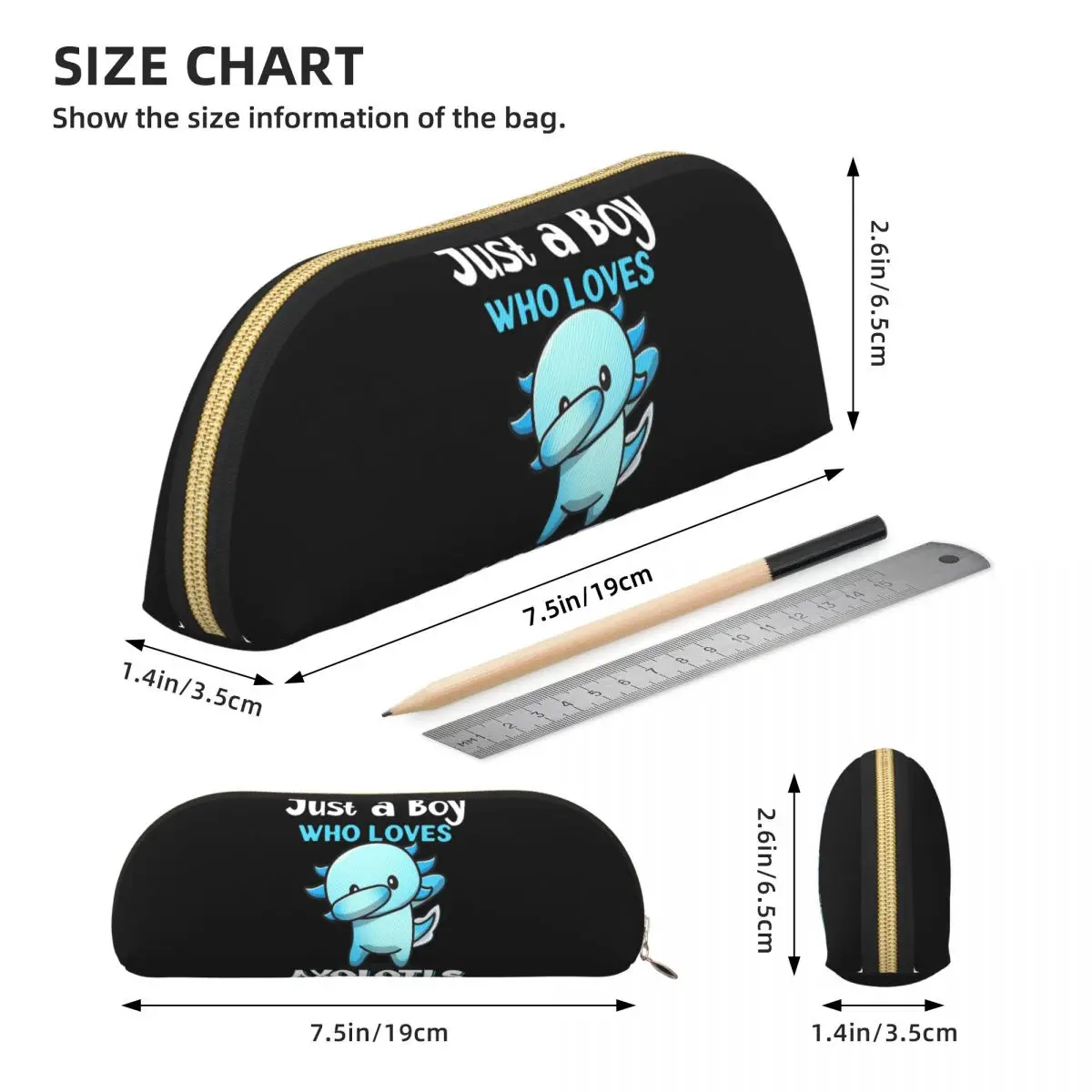 Чехол-карандаш Just A Boy Who Loves Axolotls, держатель для ручек, канцелярские принадлежности, большая вместительная коробка для ручек, сумка-карандаш для студентов
