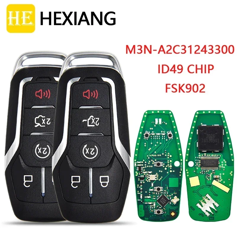 

HE Xiang Remote Control Car Key For Ford Fusion Explorer Edge Mustang 2013-2017 FCCID M3N-A2C31243300 FSK902 ID49 Promixity