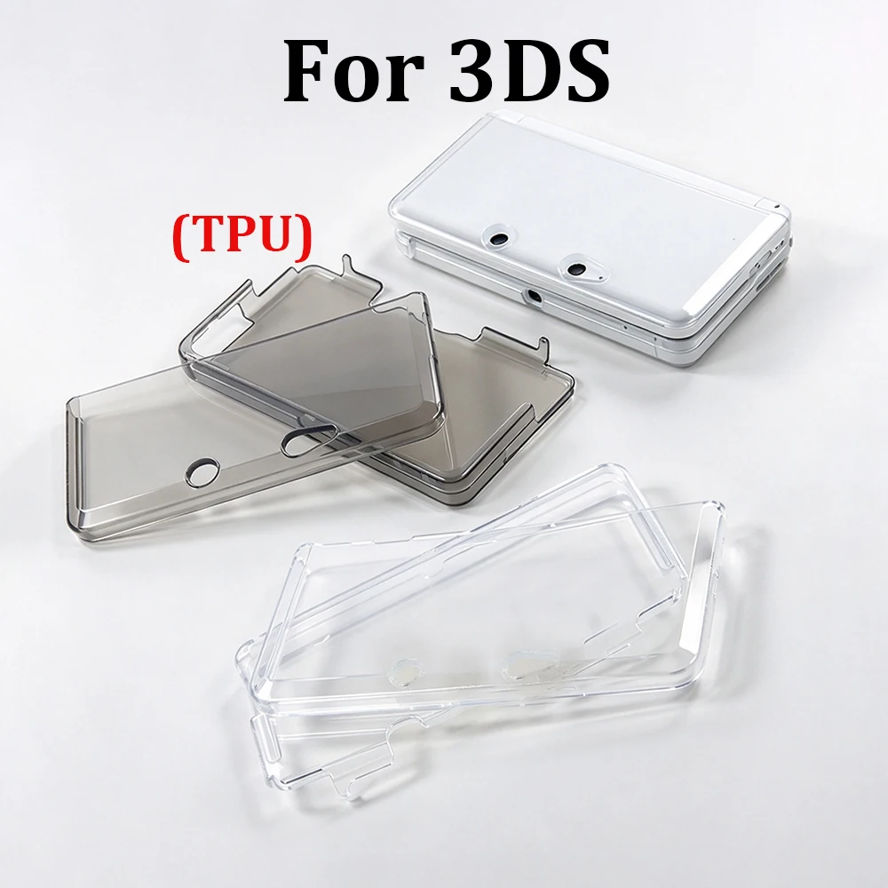 1PC High Quality Plastic Crystal Hard Shell& TPU Silicone Sleeve For 3DS Handheld Soft Crystal Case Game Console Protective Case