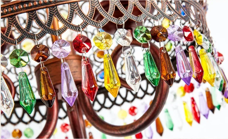 Bohemia Thai style,Southeast Asian Mediterranean restaurant light,Diffuse coffee, small chandelier,  color crystal chandelier
