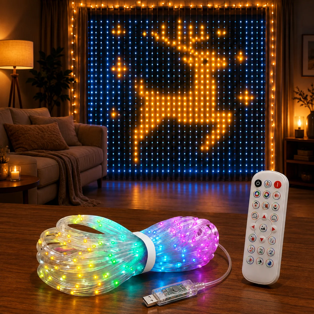 LED Smart Curtain Lights String Fairy App Control Music Sync Waterproof DIY for Christmas Party Wedding Indoor Outdoor Decor