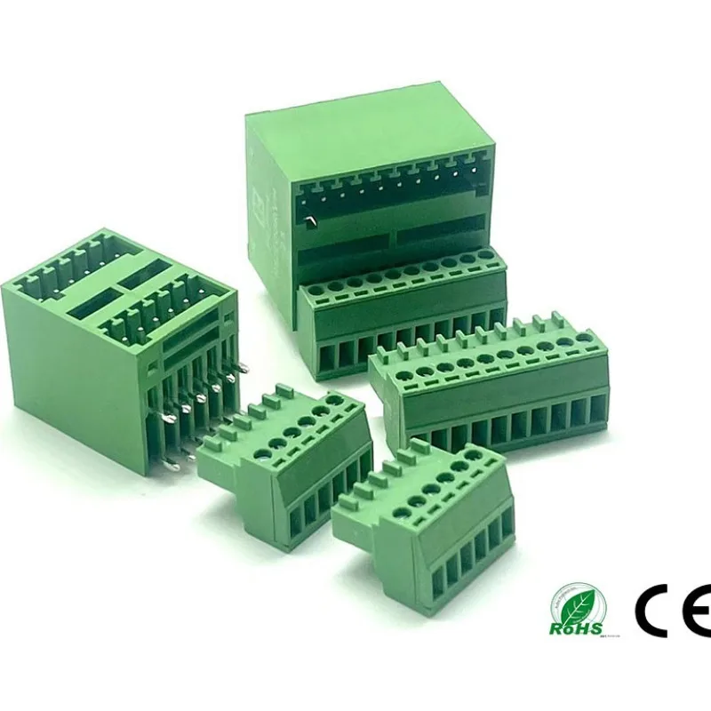 Terminal de fiação de PCB de camada dupla, tipo plug-in, fileira dupla, pino dobradiçado com plugue, 15EDGRH-2.54, 2 EDGRH-2.54, 5 conjuntos