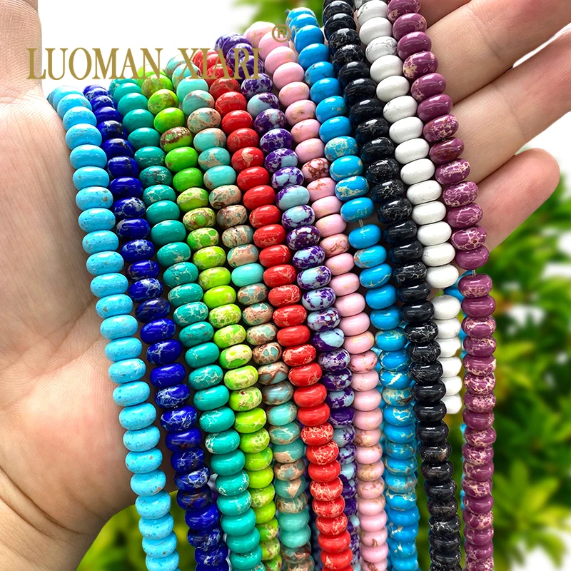 Natural Stone Abacus 5x8MM Imperial Jasper Turquoises Loose Spacer Beads for Jewelry Make Diy Bracelets Charms Accessories