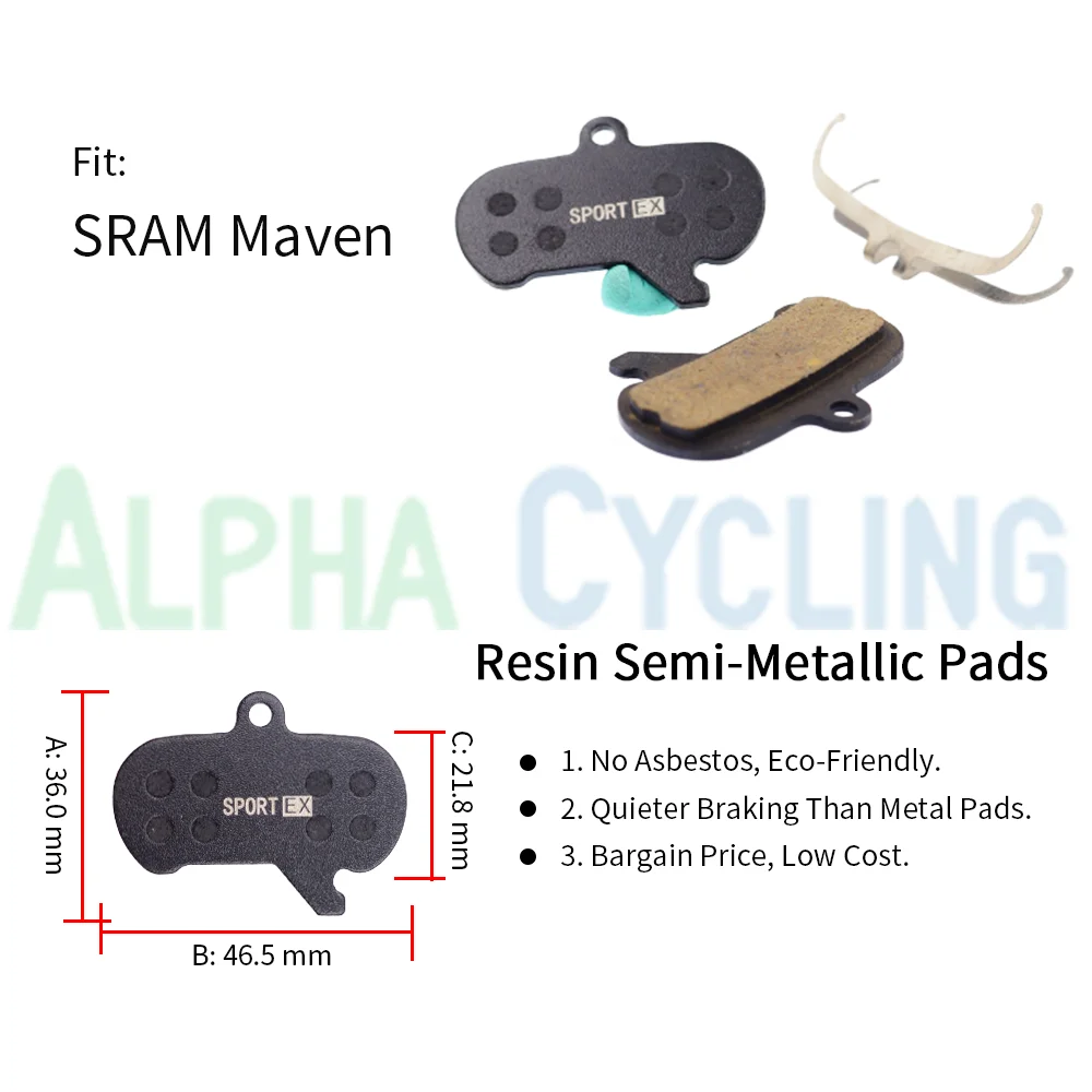 4 Paar Fahrrad-Scheibenbremsbeläge für SRAM Maven Caliper, Sport EX Resin – Detail 1