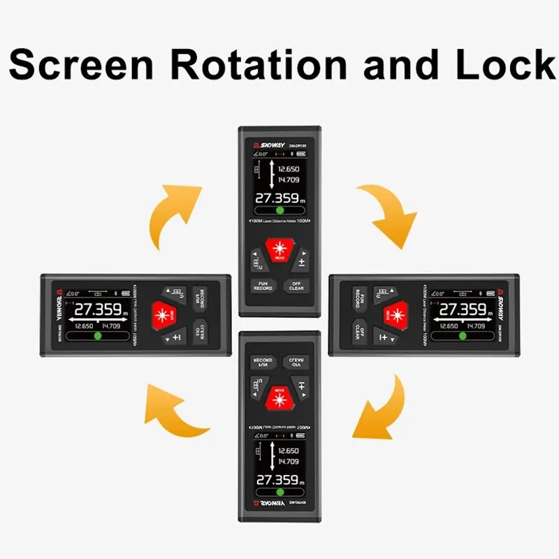 SNDWAY podwójny dalmierz laserowy 60M/100 dwustronny dalmierz laserowy z elektronicznym czujnikiem kąta, ładowalny, magnetyzm, M/in/Ft