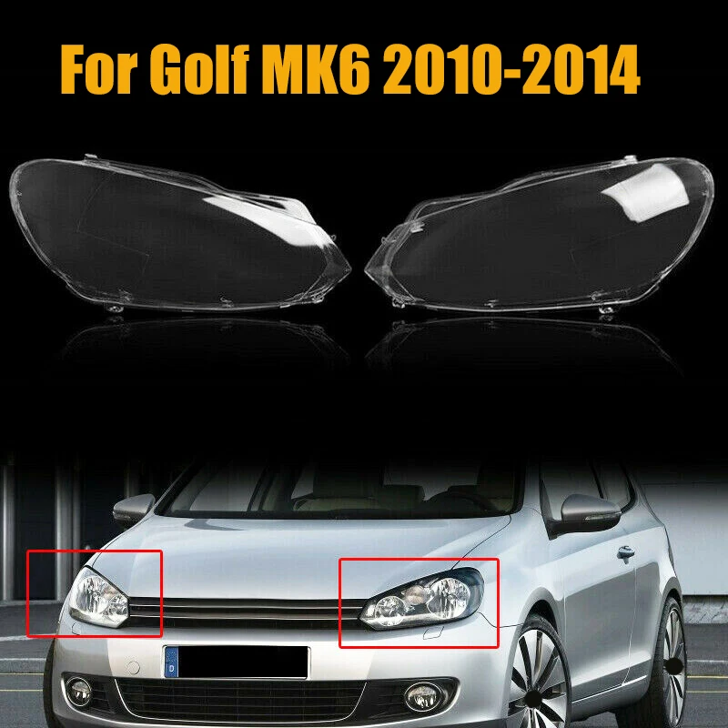 Dla Golf 6 -MK6 2010-2014 Osłona reflektora samochodowego Przezroczysta soczewka Klosz reflektora (lewa strona)