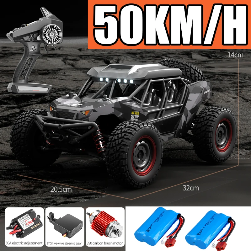 Rc Cars 390 Moter High Speed 50KM/H 4WD 2.4G Remote Control Car with LED 1/16 Off Road 4x4 Monster Truck Toys for Boys Kids Gift