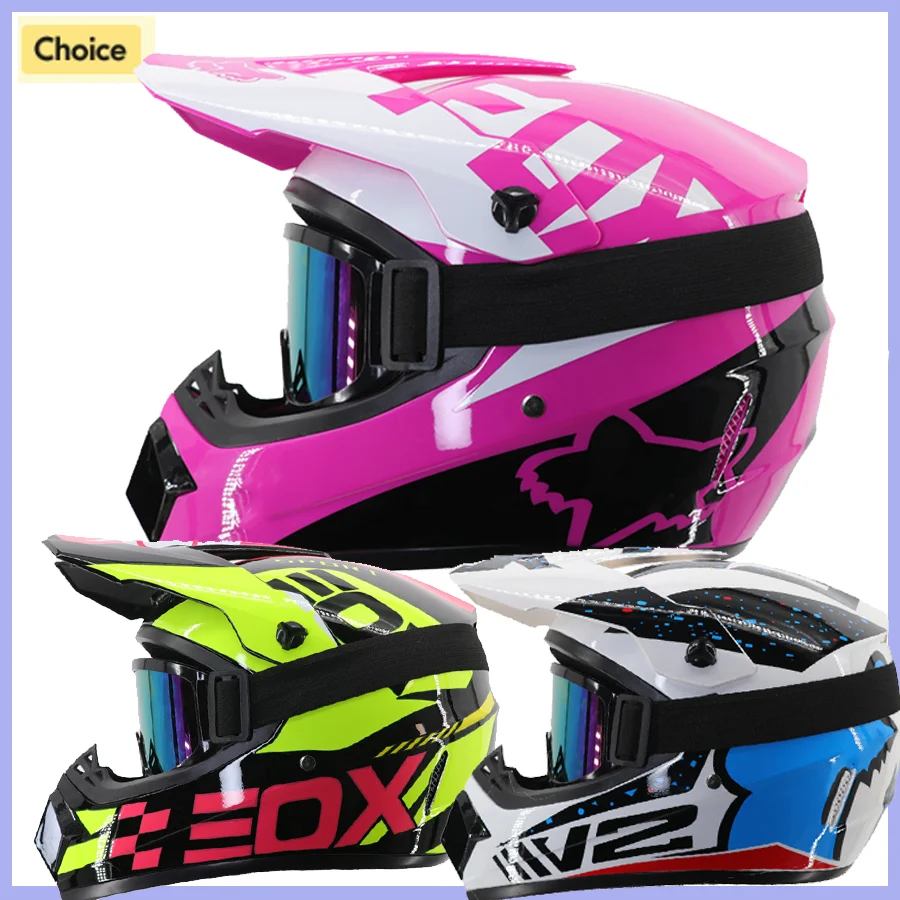 

DOT Motorcycle women Youth Kids Child Helmet Full Face Motocross Casco Moto Off-road Street Goggles Gloves Bike Helmets Capacete