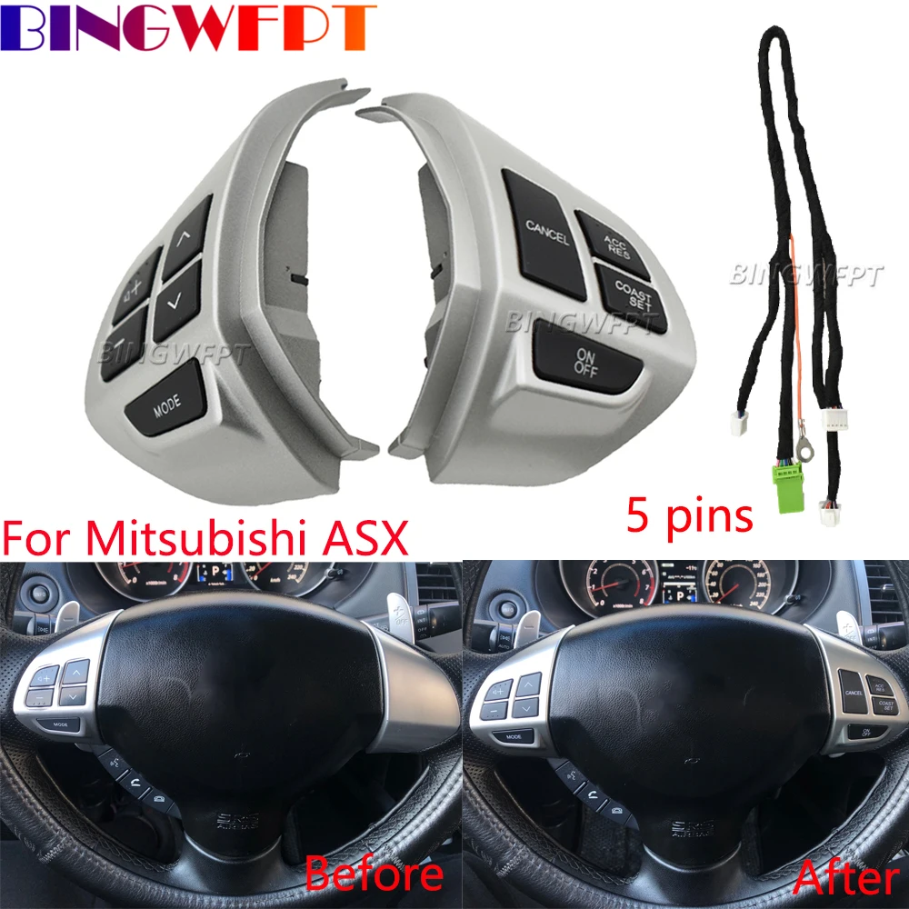 

Steering Wheel Button With Wire 5pins For Mitsubishi L200(KB) 2006-2016 Outlander XL (CW) 2006-2012 Phone Volume Cruise Control