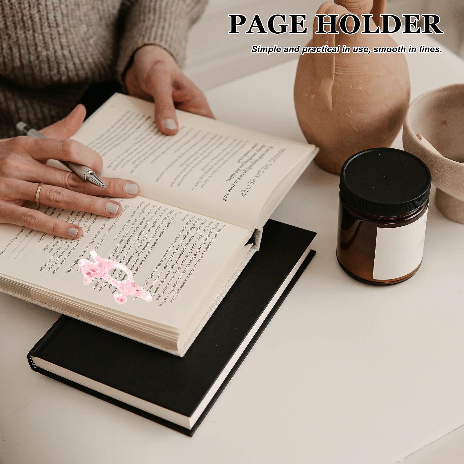 

Thumb Ring Page Holder Dog Shape Portable Multifunction Book Reading Supply for Students Teachers Bookmark for Book