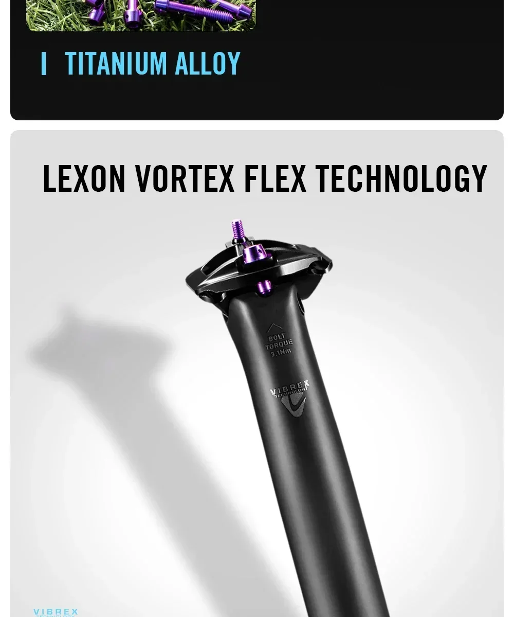 LEXON Ultraleichte Fahrrad-Sattelstütze aus Carbon, 27,2/31,6 mm, zwei Größen, für MTB/Gravel/Rennräder, 350 mm Länge, Fahrrad-Sattelstütze – Detail 7