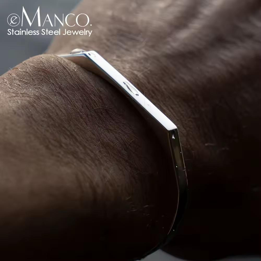 EManco Pulsera Heptagon minimalista de último diseño Pulsera de acero inoxidable Pulsera minimalista chapada en oro para hombres y mujeres