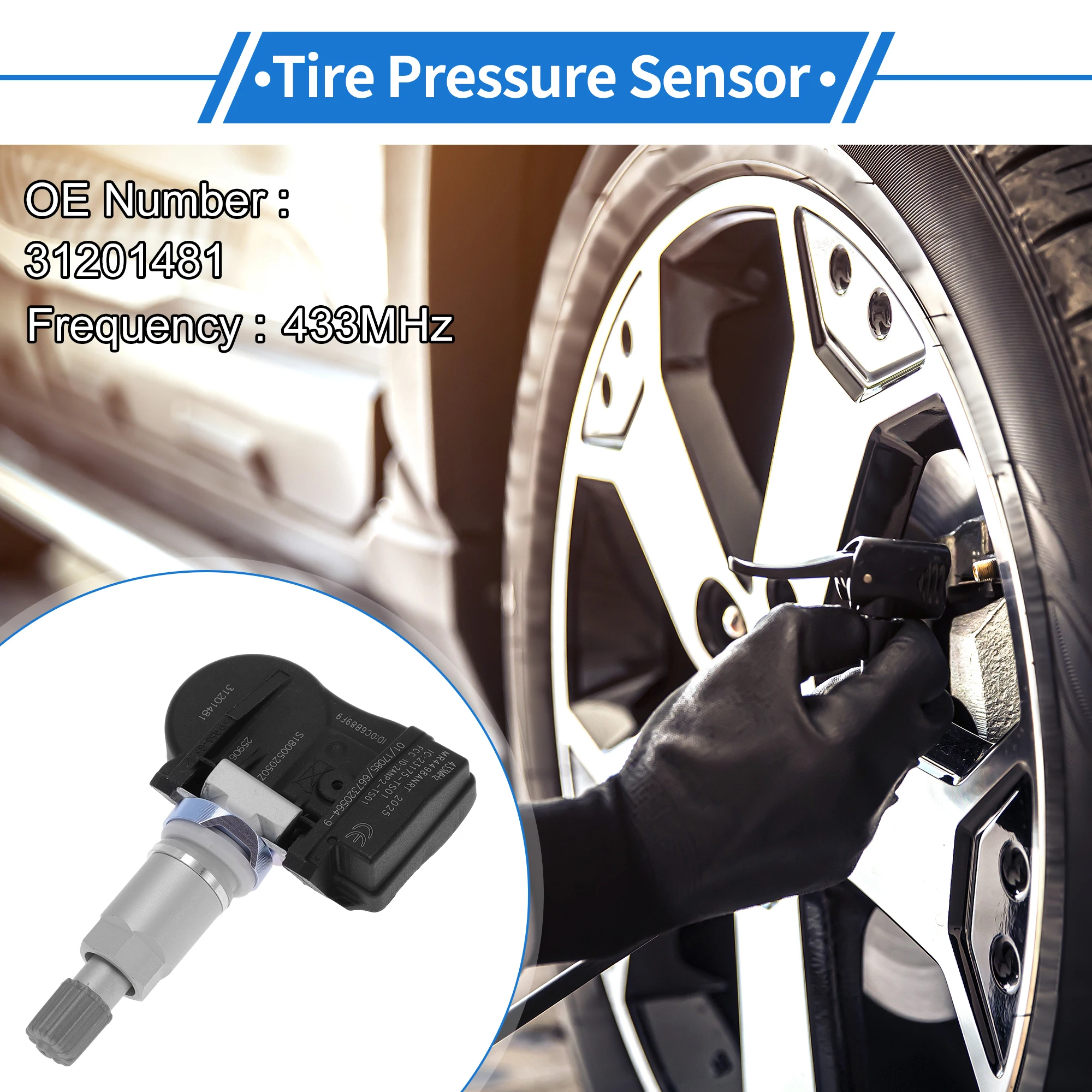 Motoforti Tire Pressure Sensor TPMS Sensor 433MHz No.31201481 for Volvo S40 2004-2012