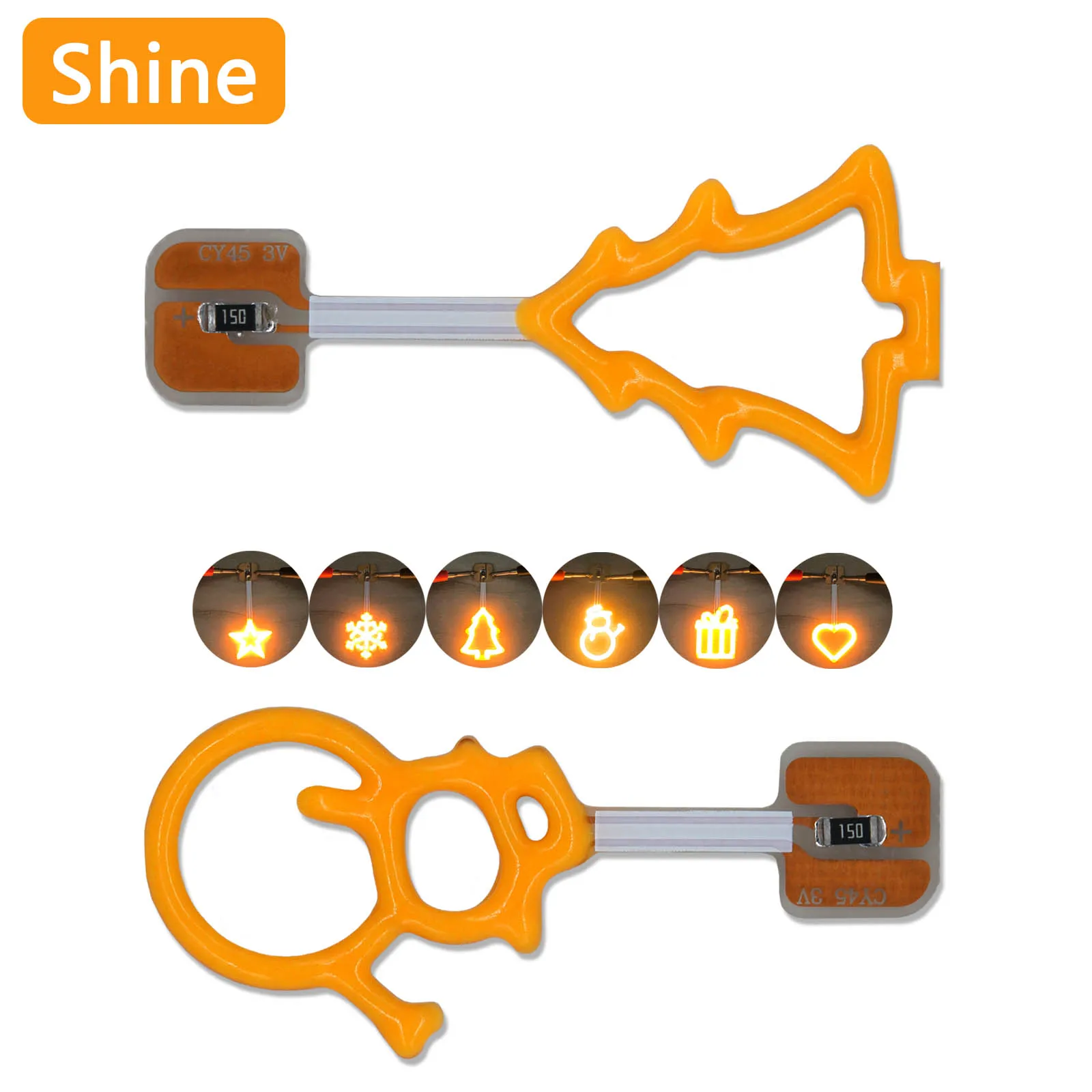 5pcs LED Filament Light Bulb Warm White AC120V Party Decoration Accessories Gift Star heart Snowflake Art Pattern Filament