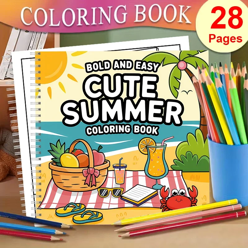 

Легкая и милая летняя раскраска для взрослых, подарок на день рождения, принадлежности для школы, книга для рисования для взрослых