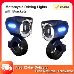 120W LED Motorcycle Fog Lights 18000LM IP67 Waterproof Auxiliary Lights Spotlights with Mount Bracket for Truck Pickup Golf Cart