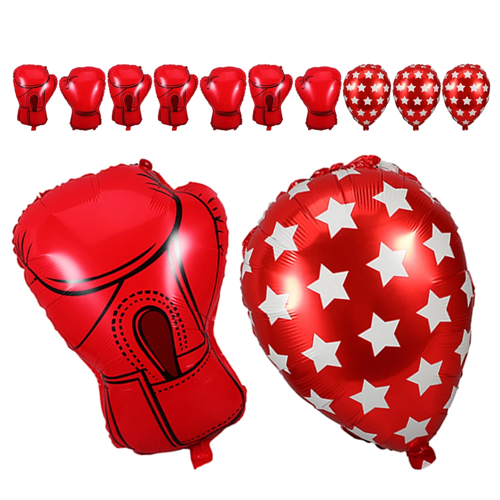 

12pcs Boxing Party Decorations Inflatable Gloves Balloons Punching Bag Wrestling Theme Birthday Supplies Foil Sports Decoration