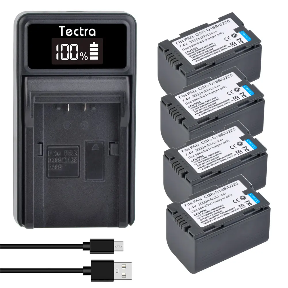 3000Mah CGR-D16S CGR-D220 Battery & Charger Voor Panasonic CGP-D320T1B CGR-D08A NV-MX300 MX350 MX500 GS11 GS15 Camcorder