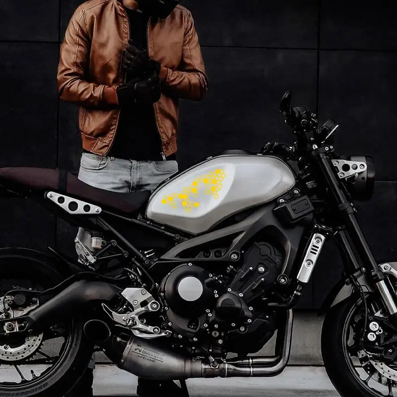 Cool Motorcycle Stickers Hexagonal Modified Motorcycle Decal Decor Honeycomb Design Motorcycle Personality Sticker For Moto