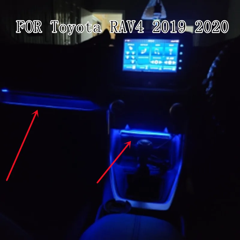 

FOR Toyota RAV4 2019 2020 Car Center Console Atmosphere Lamp LED Dashboard Atmosphere Light Strips Interior Decorative Lights