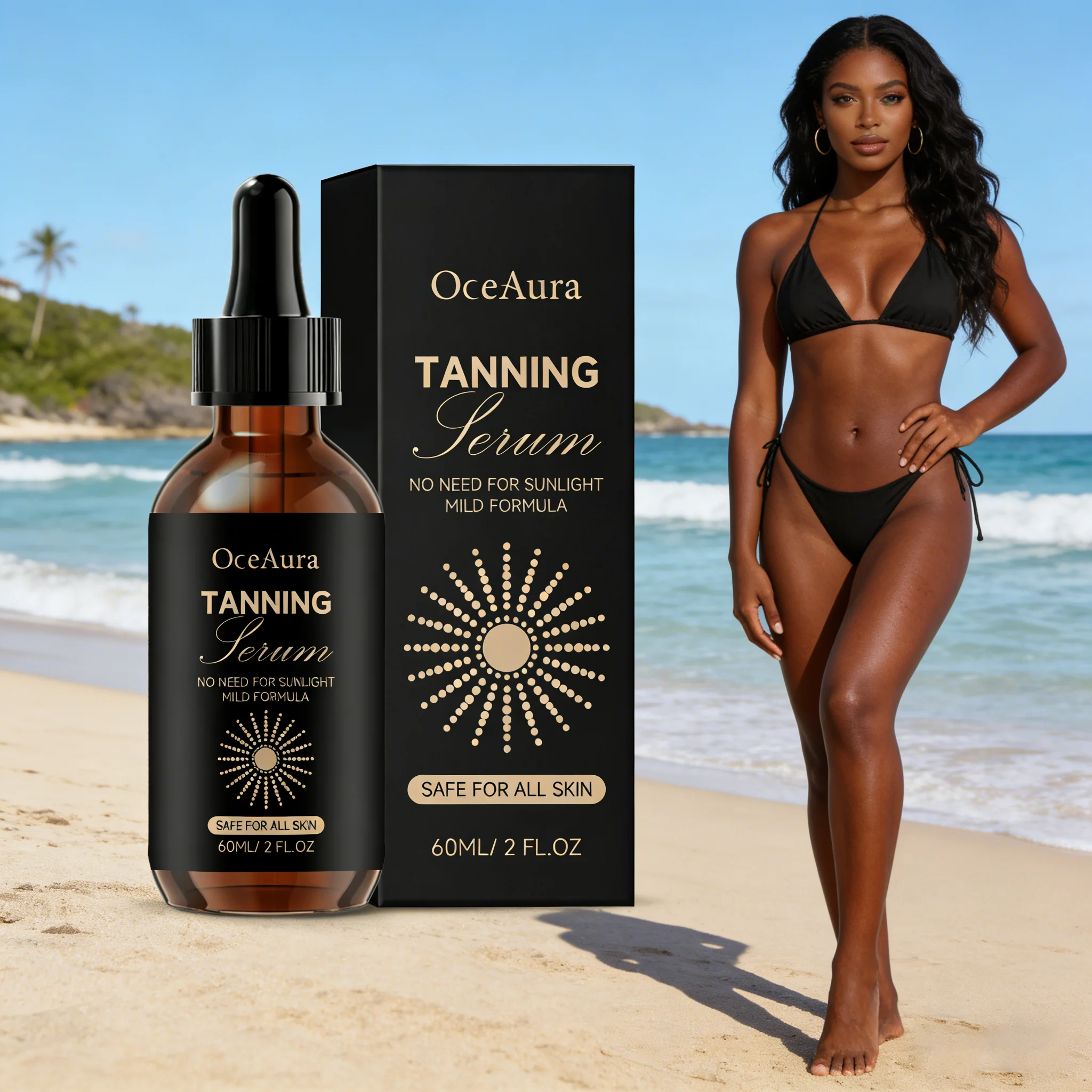 

Tanning Serum Drops Sunless Enhance Skin Melanin Prevent Sunburn Nourish Natural Bronzer Self Tanner Drops Liquid for Face Body