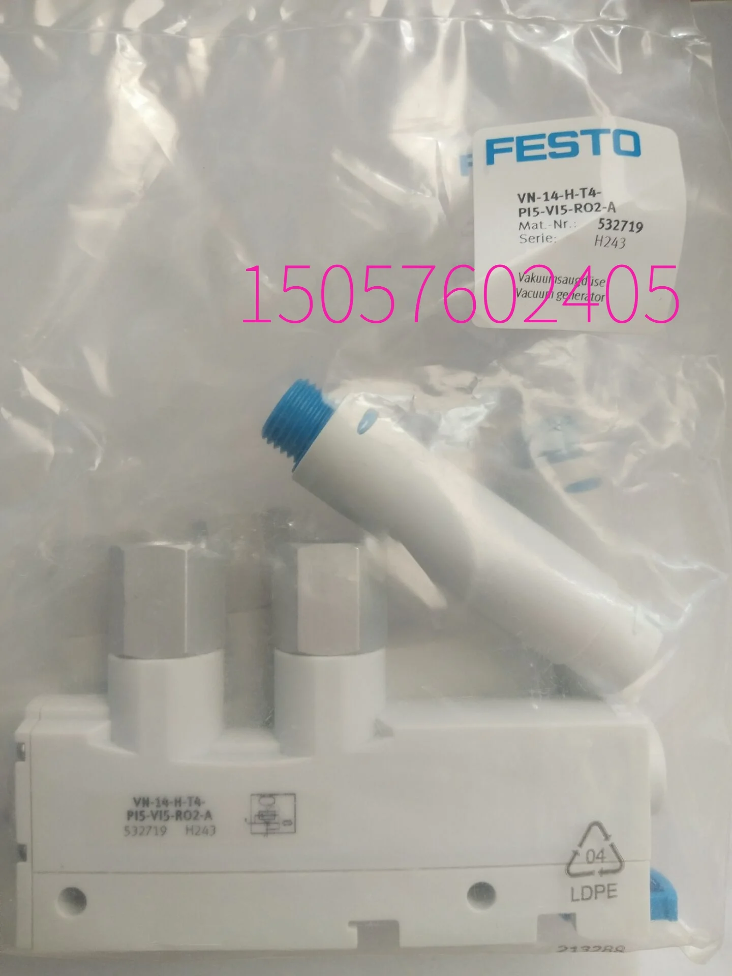 FESTO FESTO Vacuum Generator VN-14-H-T4-PI5-VI5-RO2-A 532719 In Stock.