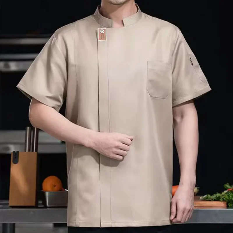 Mode Creatieve Chef-Kok Kleding Bakken Werkkleding Terylene Hotel Met Lange Mouwen Smil E Chef-Uniform Heren Met Korte Mouwen