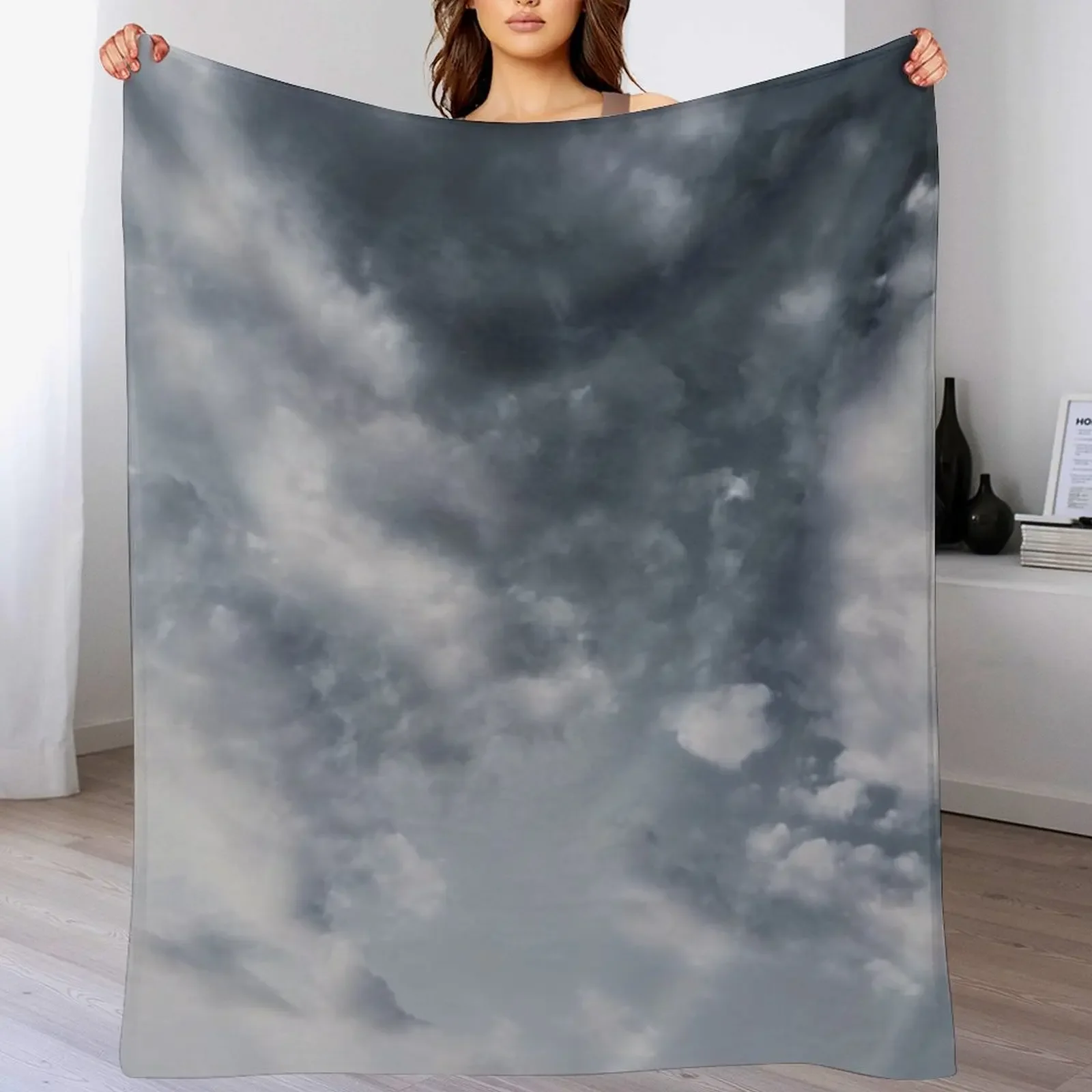 New Beautiful dramatic dark blue-grey clouds sky Throw Blanket Outdoor Soft Blanket for Picnic Beach Camping