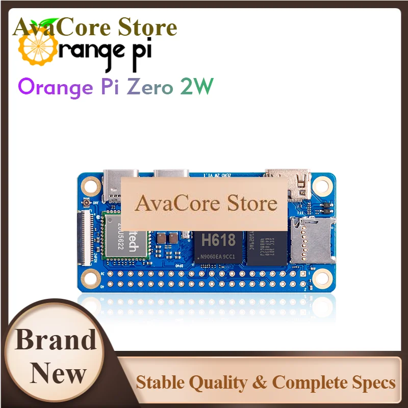 AvaCoreOrange Pi Zero 2W 2GB RAM DDR4 Single Board Computer Zero2 W Allwinner H618 WiFi-BT Orange Pi Zero 2 W Development Board