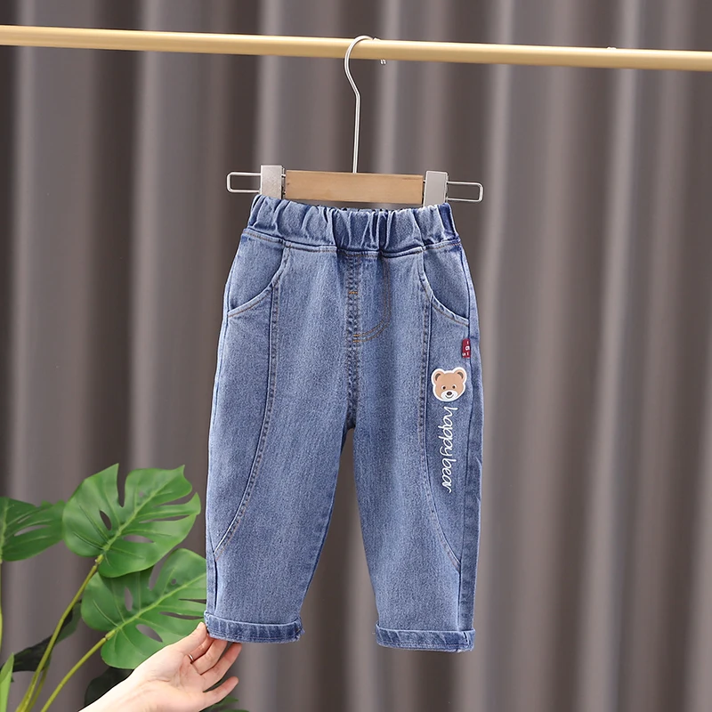 New Hot Baby Boys Girls Jeans Pants Children Trousers Boys Girls Jeans Boys Casual Pants Cartoon Jeans Kids 1 2 3 4  YEARS