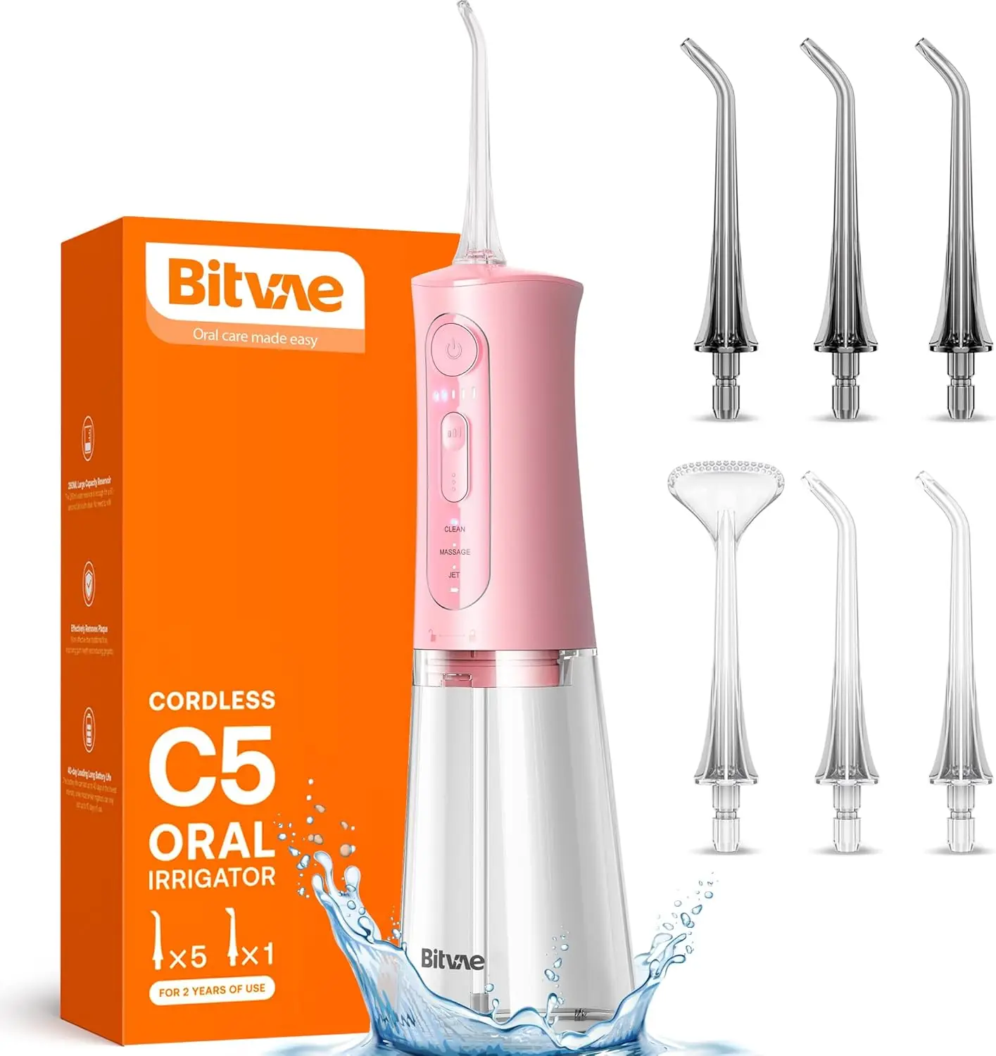 Portable Oral Irrigator, Powerful and Rechargeable Water Flosser for Teeth, Brace Care, IPX7 Waterproof Water Dental Picks