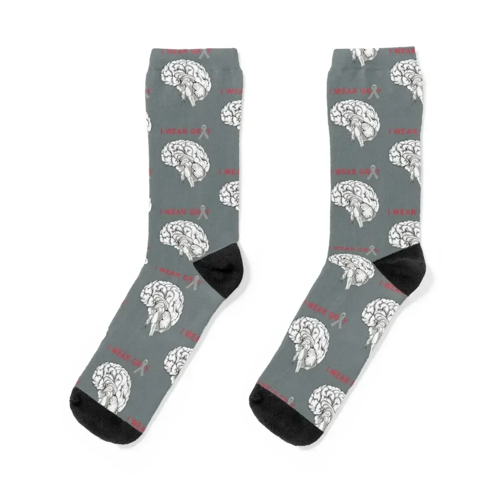 

I Wear Grey For Sister Brain Cancer Awareness Brain Tumor Socks custom sports anime Run kawaii Socks Women Men's