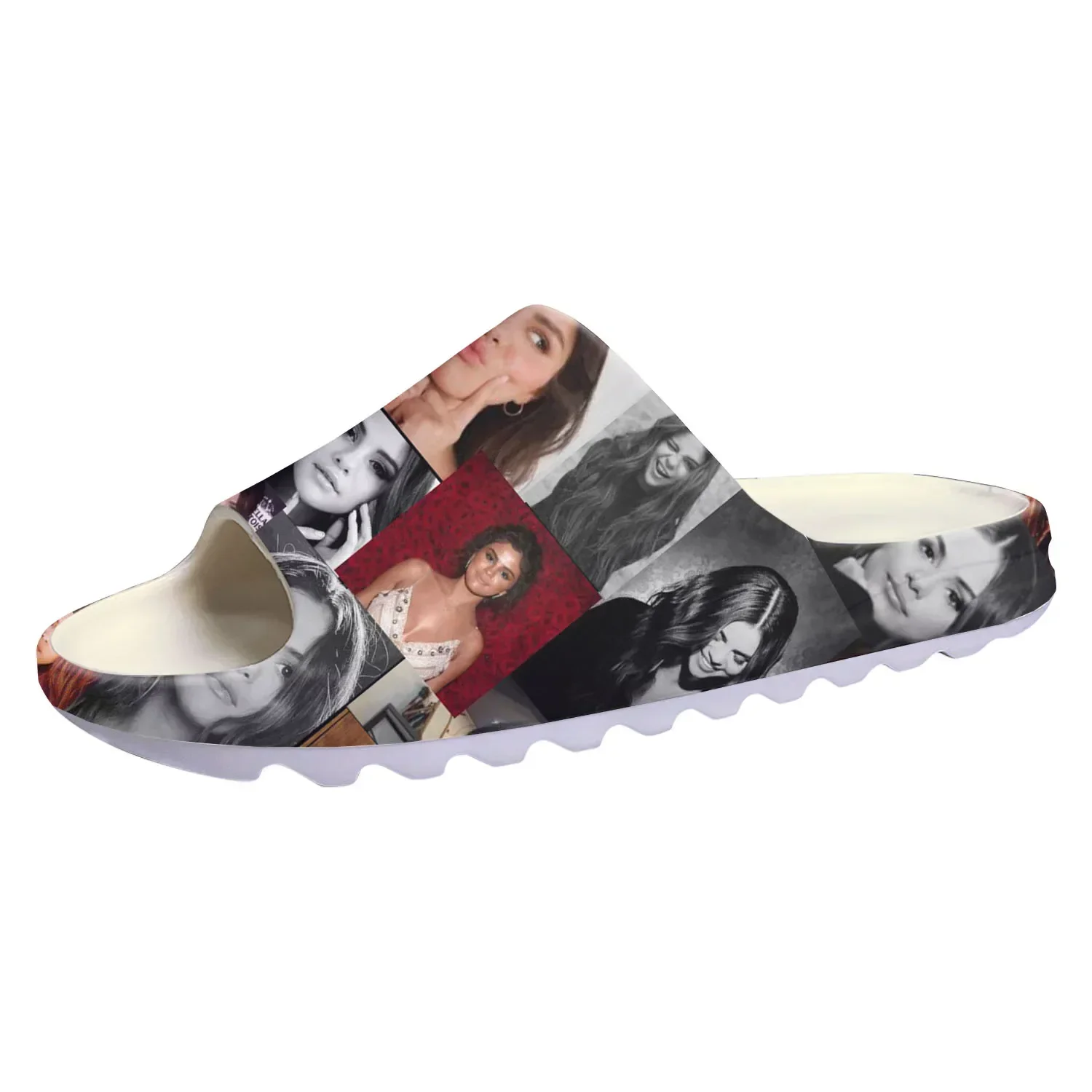 

Selena Gomez Singer Soft Sole Sllipers Home Clogs Step on Water Shoes Mens Womens Teenager Bathroom Customize on Shit Sandals