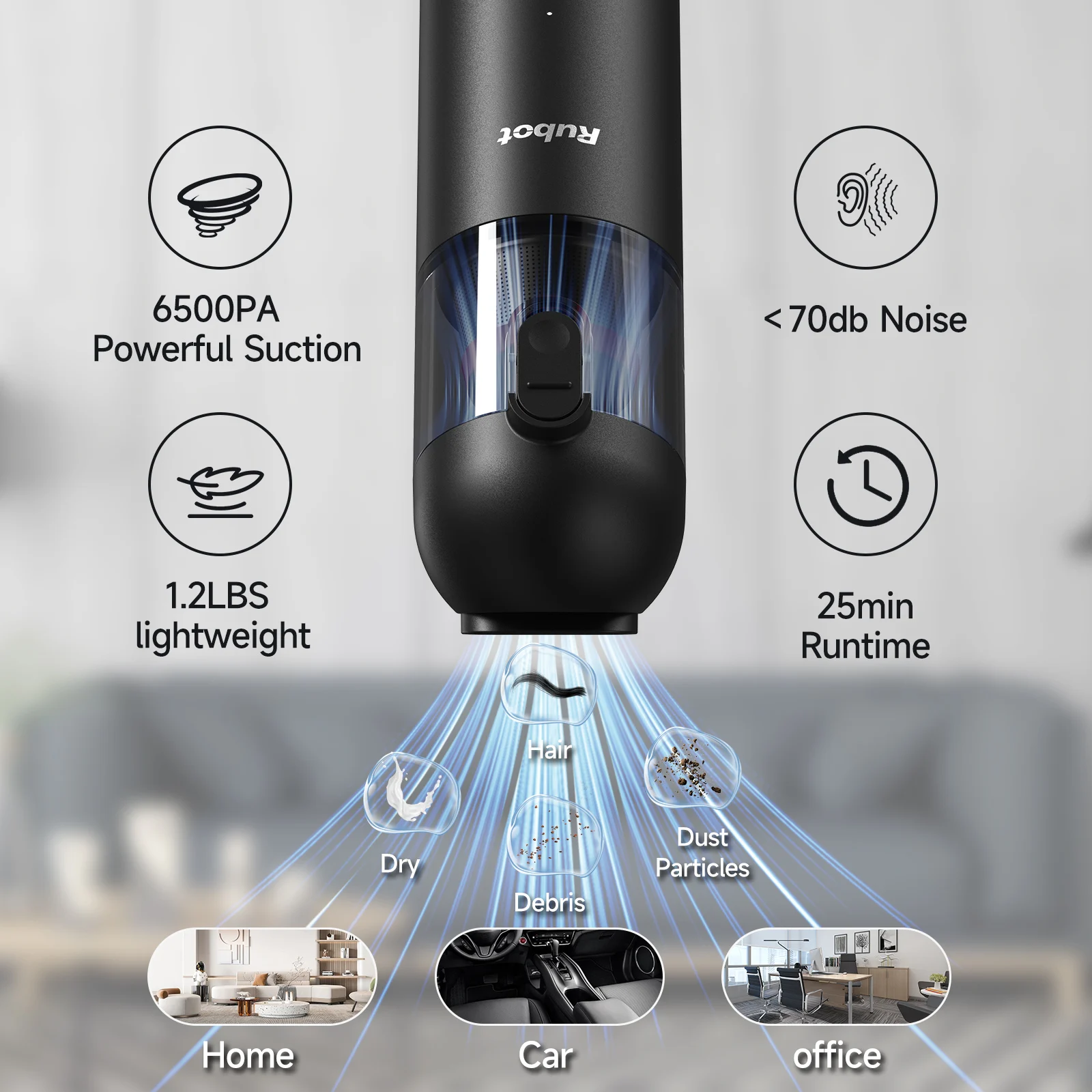 Chuboor Mini Car Vacuum Cleaner 7500Pa Suction Car and Home Vacuum Cleaner Suitable for Cleaning Dust, Hair and Debris With Hepa