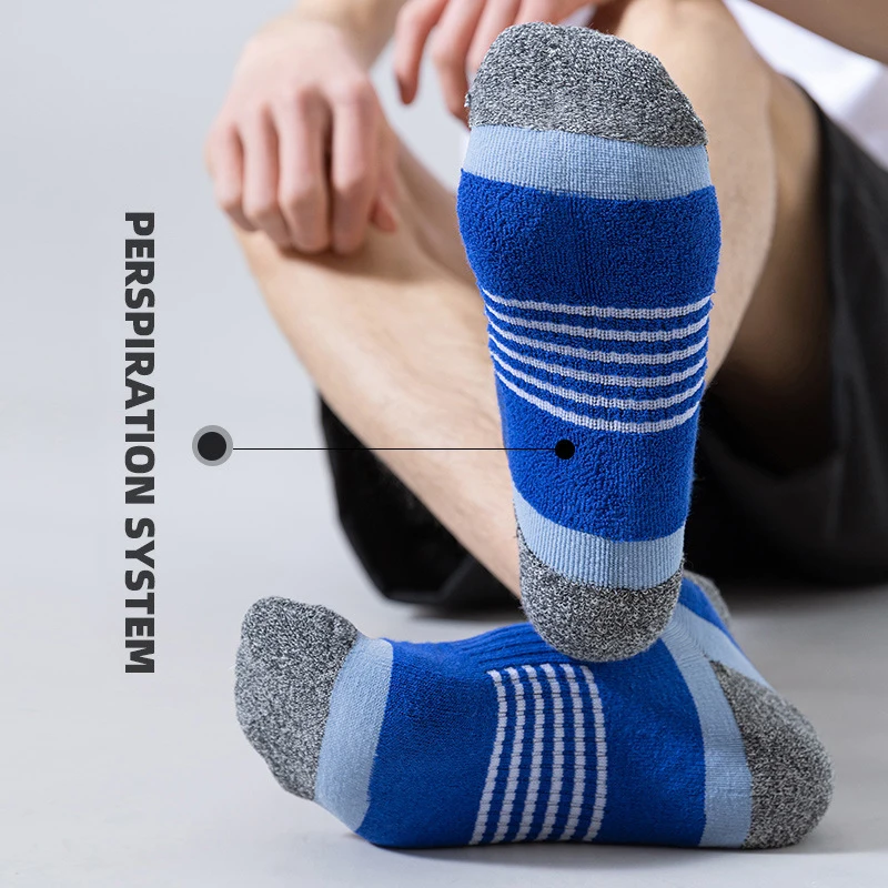 Sports Socks Men\'s Socks Socks Shock Absorbing Terry Cotton Sweat Absorbing Running Breathable Mesh Basketball Towel Socks