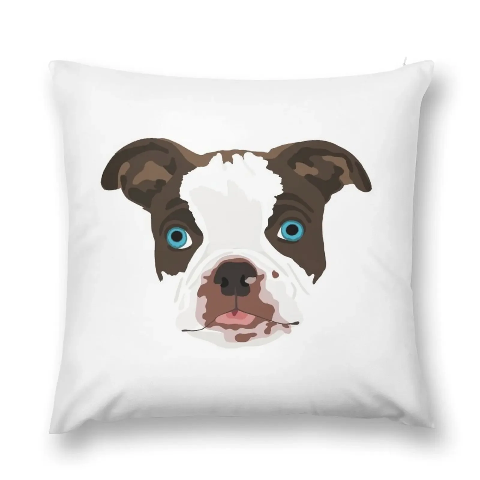 Boston Terrier Head Brown Blue Eyes Throw Pillow luxury throw pillow covers Luxury Pillow Cover