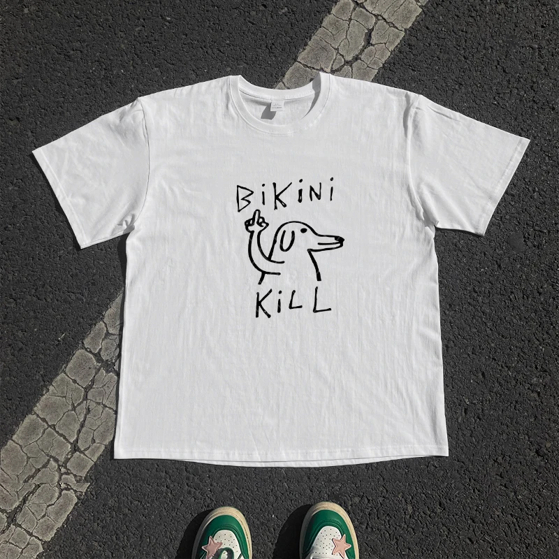 Breathable Oversize Graffiti Couple Short Sleeve T-shirt Shoulder Version 220g Small Studio Work Wang Youshen