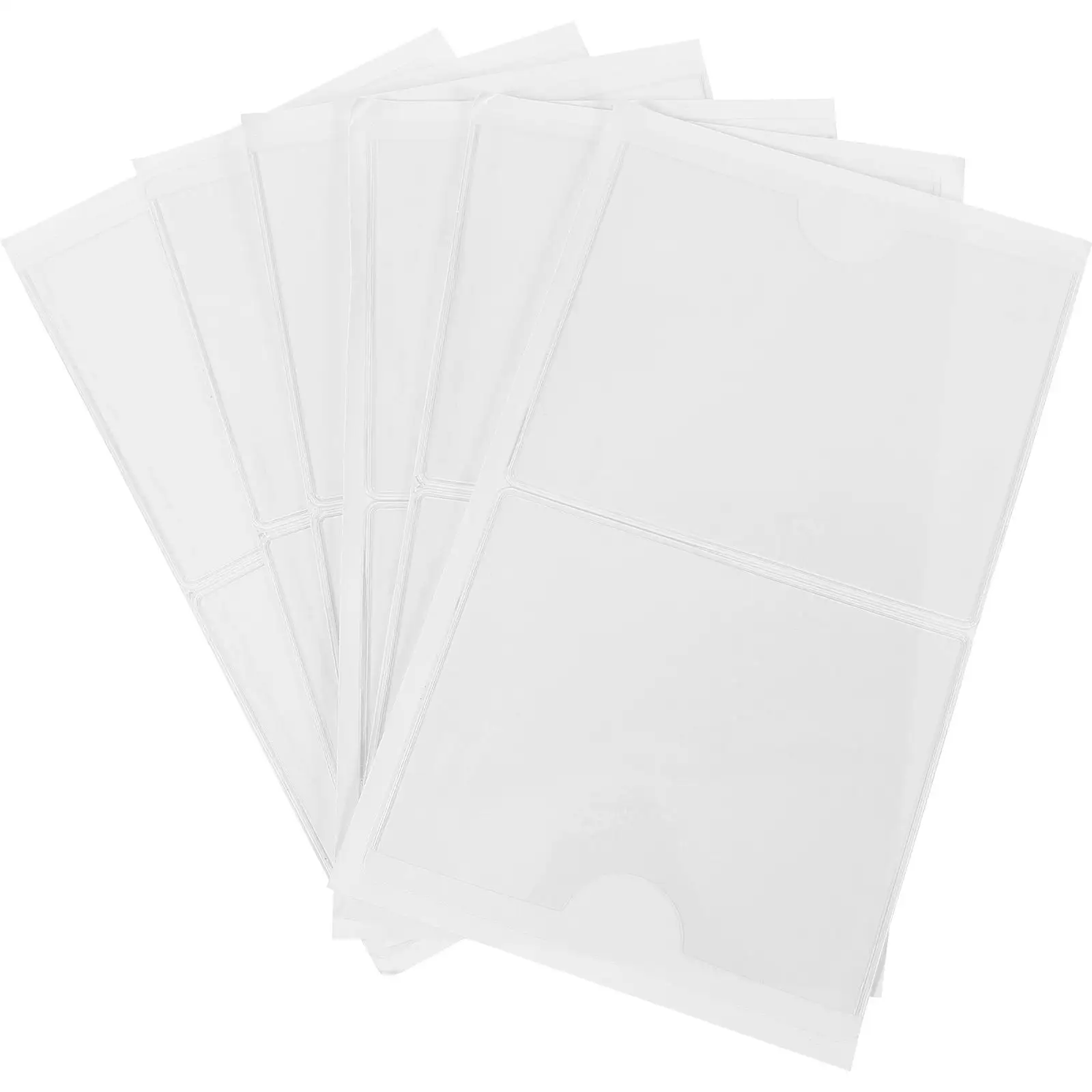 12 Pcs Clear Pockets Sleeves Card Sticker Cover Adhesive Label Bags Transparent Sticky Index Holder