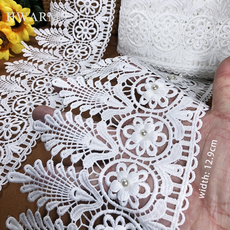 5yard Lace Fabric Sewing Merry Christmas DIY Beautiful 12.9cm Milk Silk Wedding Decoration Women Skirt Curtain Dress Accessories