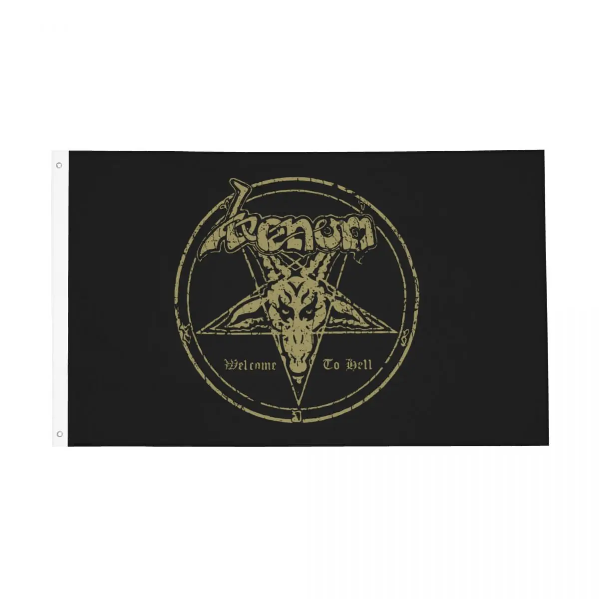 Welcome To Hell 1981 Flag Double Sided Indoor Outdoor Banner Venom Band Metal Logo Album Polyester Hanging Decoration 90x150cm