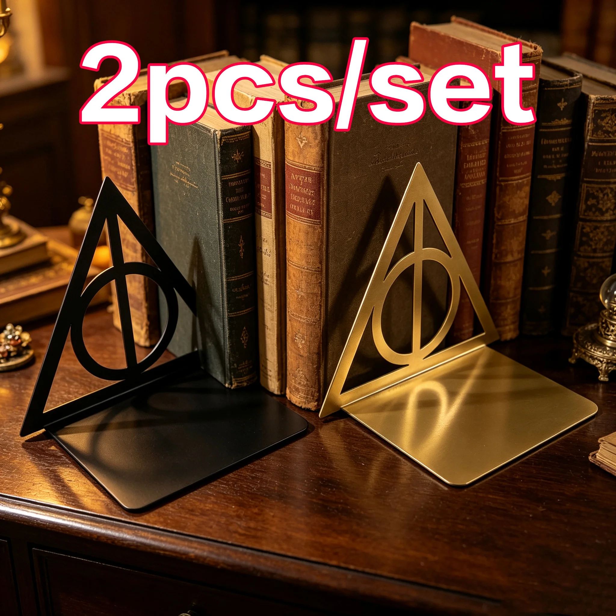 1 Paar klassische, magische, dreieckige, hohle Buchstützen, Film-Merchandise, Tischdekoration, ausziehbare Buchhalterung.
